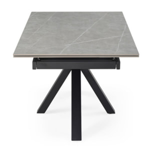 Table extensible céramique gris laqué 180/260cm - 8 piètements - UNIK