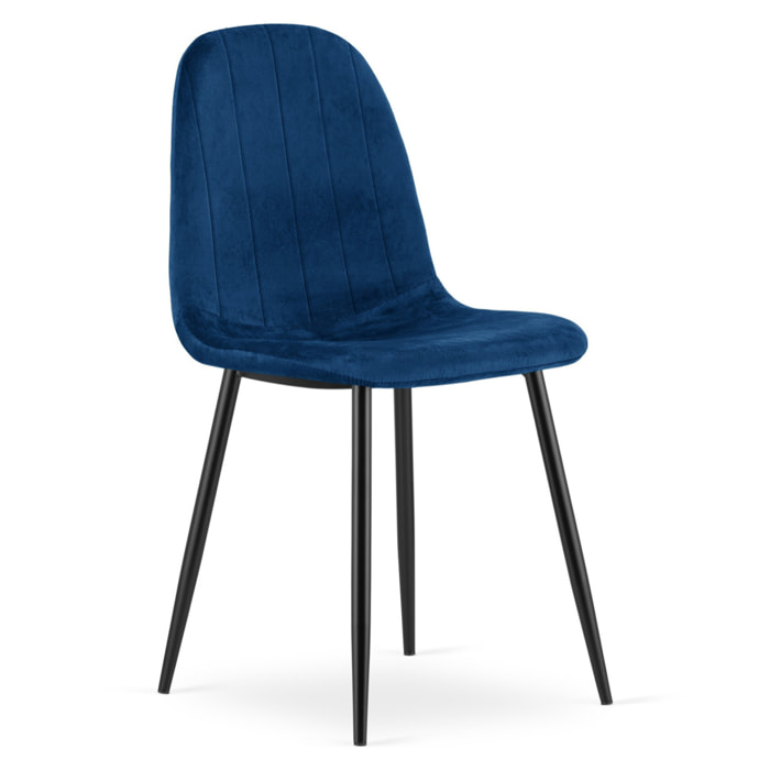 Sedia Padva in velluto blu scuro con gambe nere