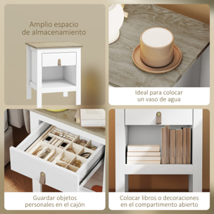 Mesita de Noche Moderna Mesilla de Noche con Cajón Compartimento Abierto Mesa Auxiliar para Salón Dormitorio 45x40x55 cm Blanco