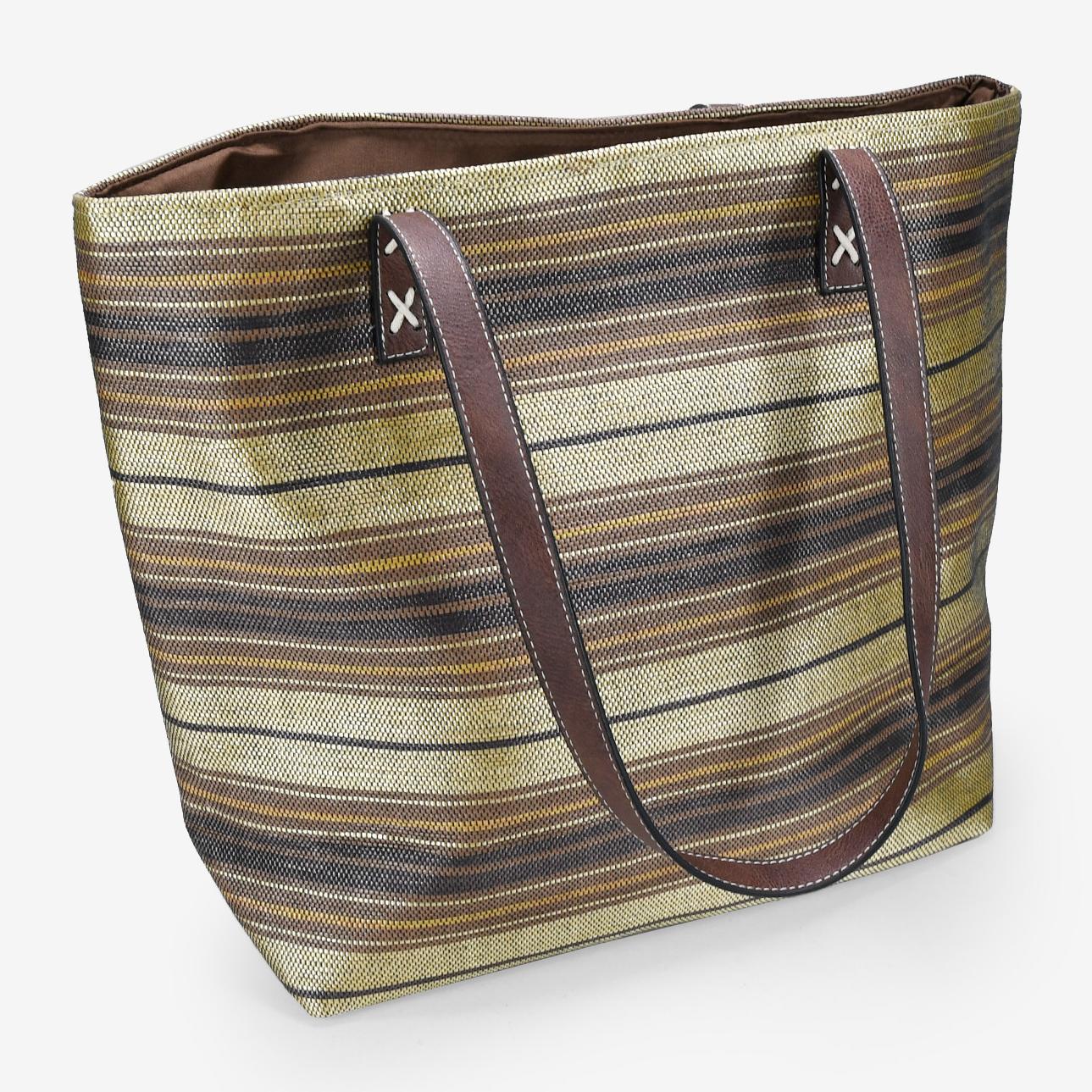 Bolso de playa con rayas multicolor en rafia