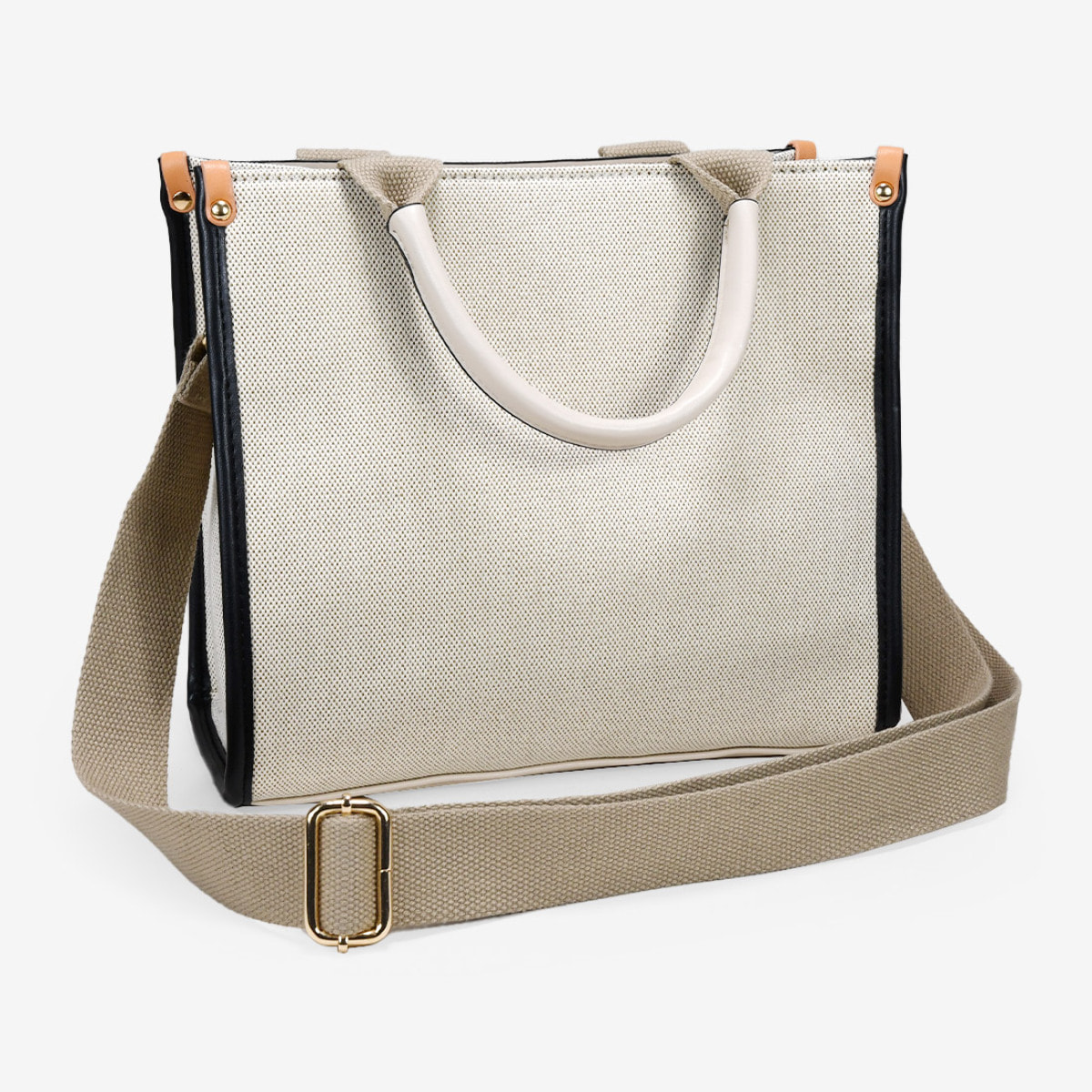 Bolso de mano beige con cremallera