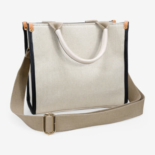 Bolso de mano beige con cremallera