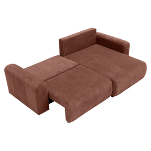 Naomi - Canapé d'angle réversible 4 places convertible avec coffre en velours côtelé - Rose