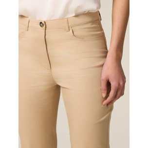 Oltre - Pantalones cropped de mezcla de algodón - Beige