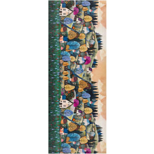 RICCI Alfombra lavable de cocina dibujos con paisaje multicolor, varias medidas disponibles.