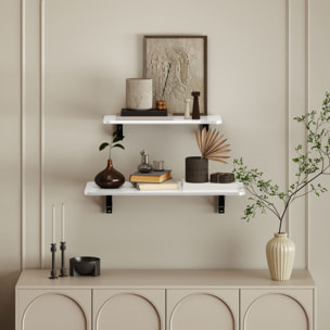 Juego de 2 Mesas Plegables de Pared Escritorios Flotantes para Espacios Pequeños Mesas Abatibles para Cocina Comedor Estudio Dormitorio y Salón Blanco Brillo