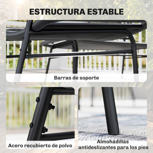 Conjunto de Jardín Exterior de Ratán, Conjunto Terraza Resistente a la Intemperie, Muebles Jardín Exterior 4 Piezas Incluye Sofá de 2 Plazas, 2 Sillas, Mesa de Centro con Tapa Metálica, Negro