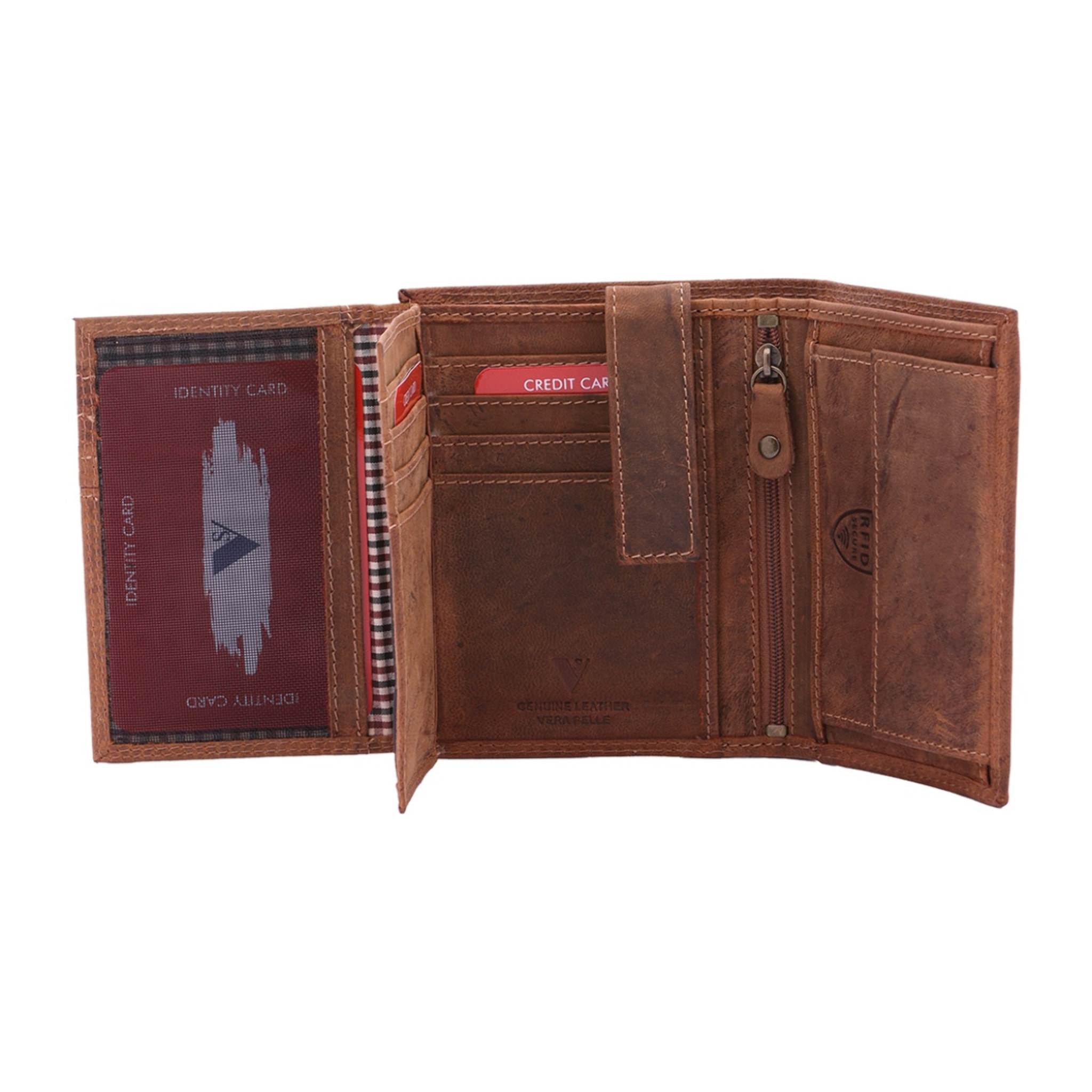 Portafoglio uomo in vera pelle - Modello False - Casual - 10.0 x 13.0 x 3.0 cm
