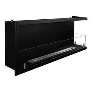 Sutri 120 - Camino a Bioetanolo da Incasso Angolare Destro 120x45x22,4 cm con Bruciatore 1,25lt in Acciaio