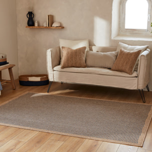 Tapis effet jute motif bleu