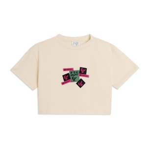 T-shirt Junior cropped con stampa loghi multipli