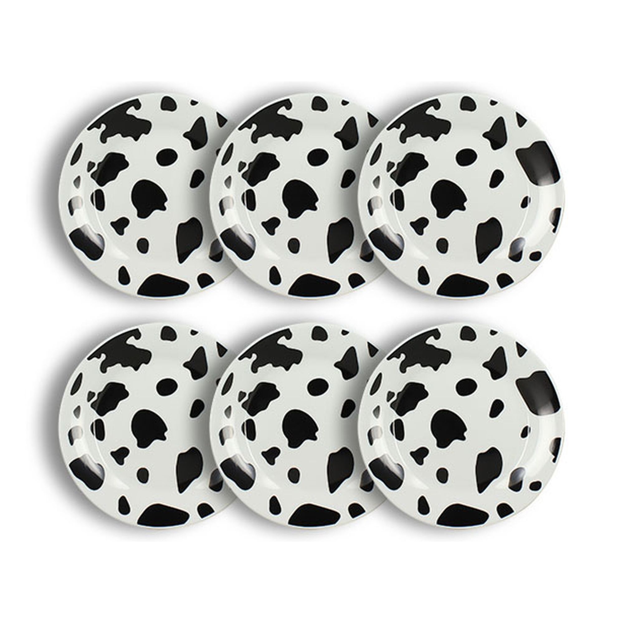 Lot de 6 assiettes à dessert 20cm en porcelaine à motif vache ANIMALS