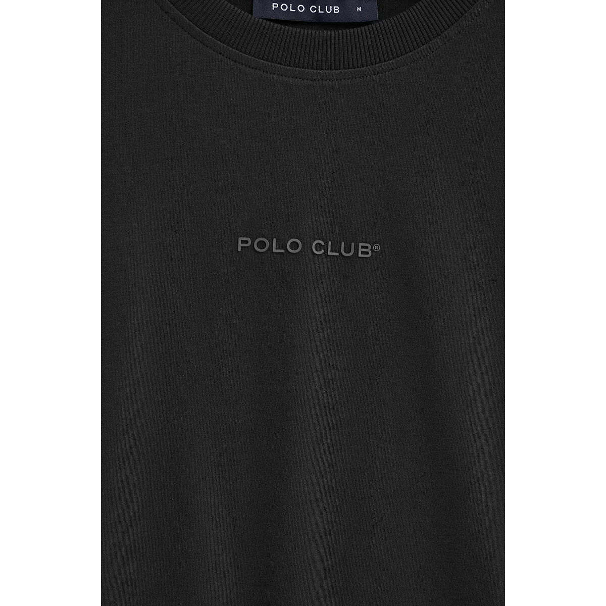 Camiseta negra de corte relajado con logo engomado Polo Club