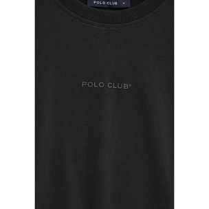 Camiseta negra de corte relajado con logo engomado Polo Club