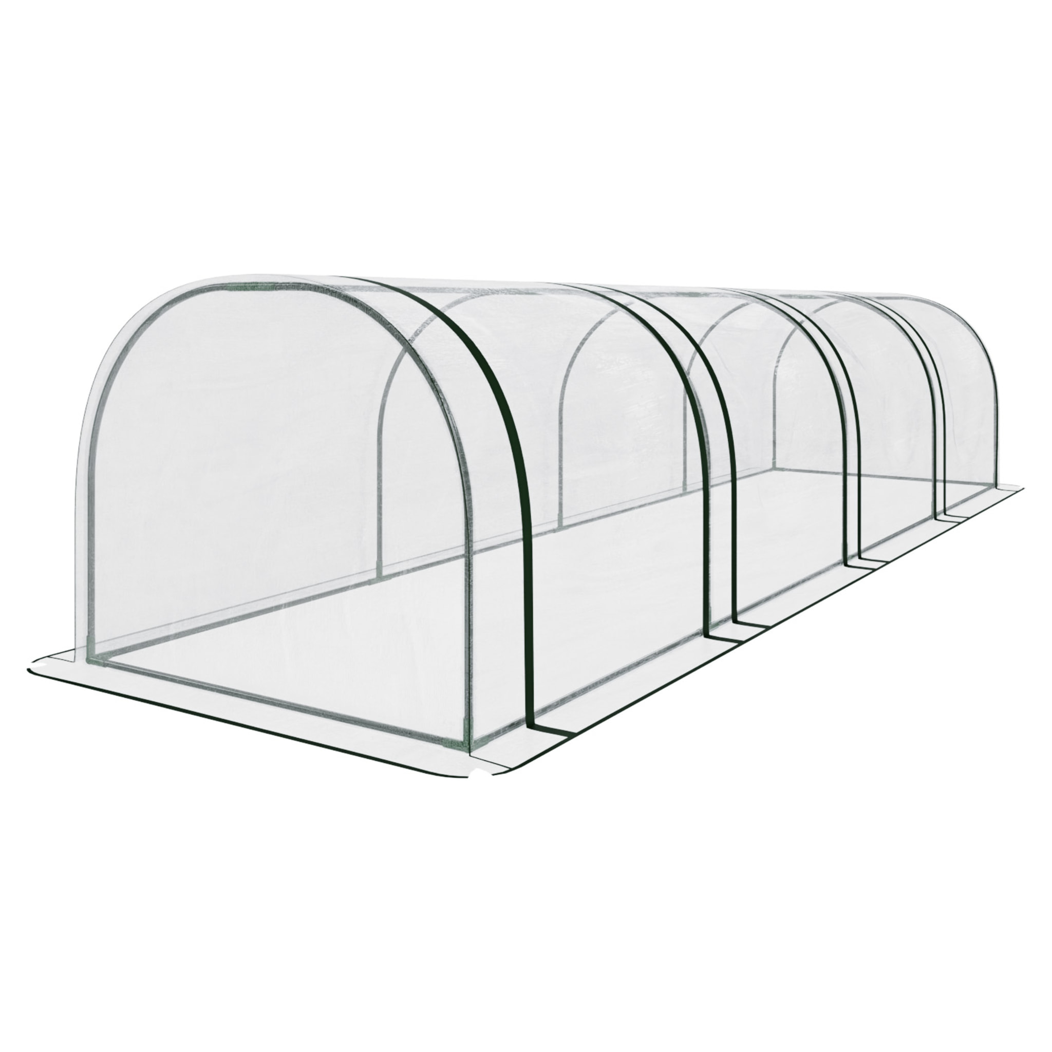 Serra A Tunnel in Acciaio Per Piante Fiori Orto Giardino Telo In PVC Trasparente Con 3 Porte Avvolgibili A Cerniera Protezione Piante 295x100x80 Cm