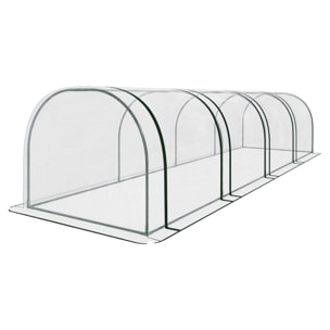 Serra A Tunnel in Acciaio Per Piante Fiori Orto Giardino Telo In PVC Trasparente Con 3 Porte Avvolgibili A Cerniera Protezione Piante 295x100x80 Cm