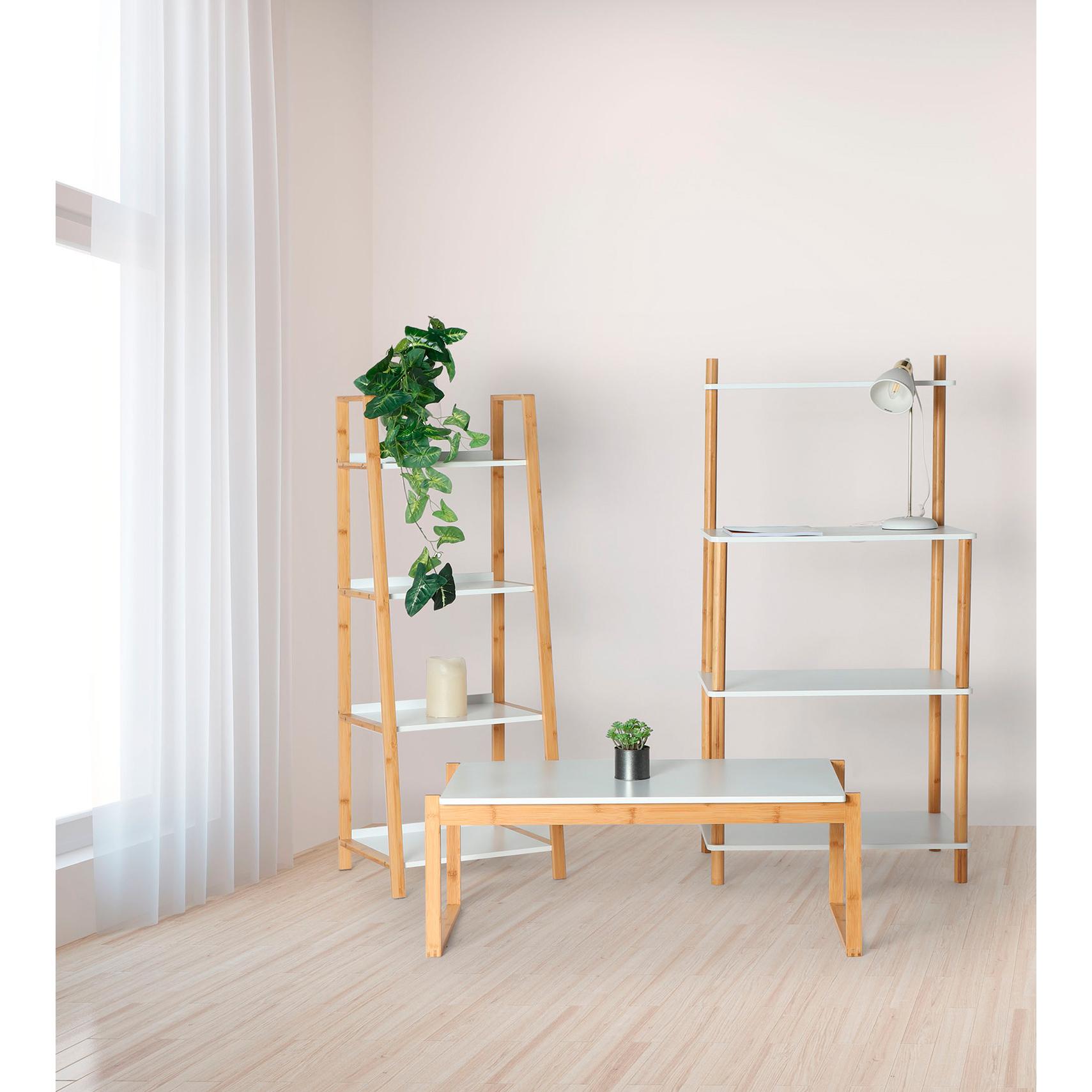 Mesa auxiliar Lesja de bambú y madera en color blanco y marrón 86x45x32 cm