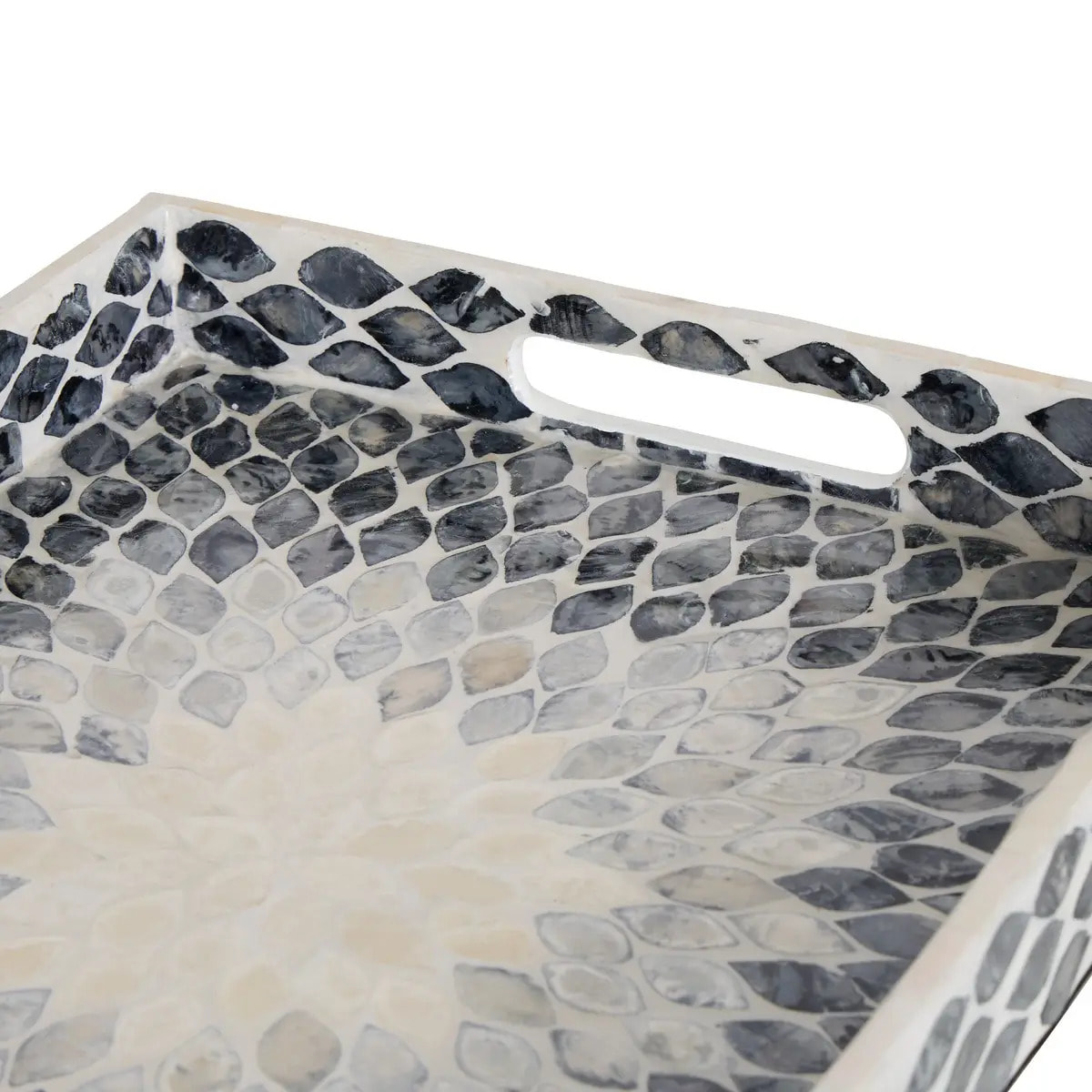 Plateau rectangulaire Sheila 36,50x28,50x3,80 cm nacré gris