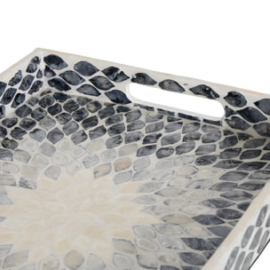 Plateau rectangulaire Sheila 36,50x28,50x3,80 cm nacré gris