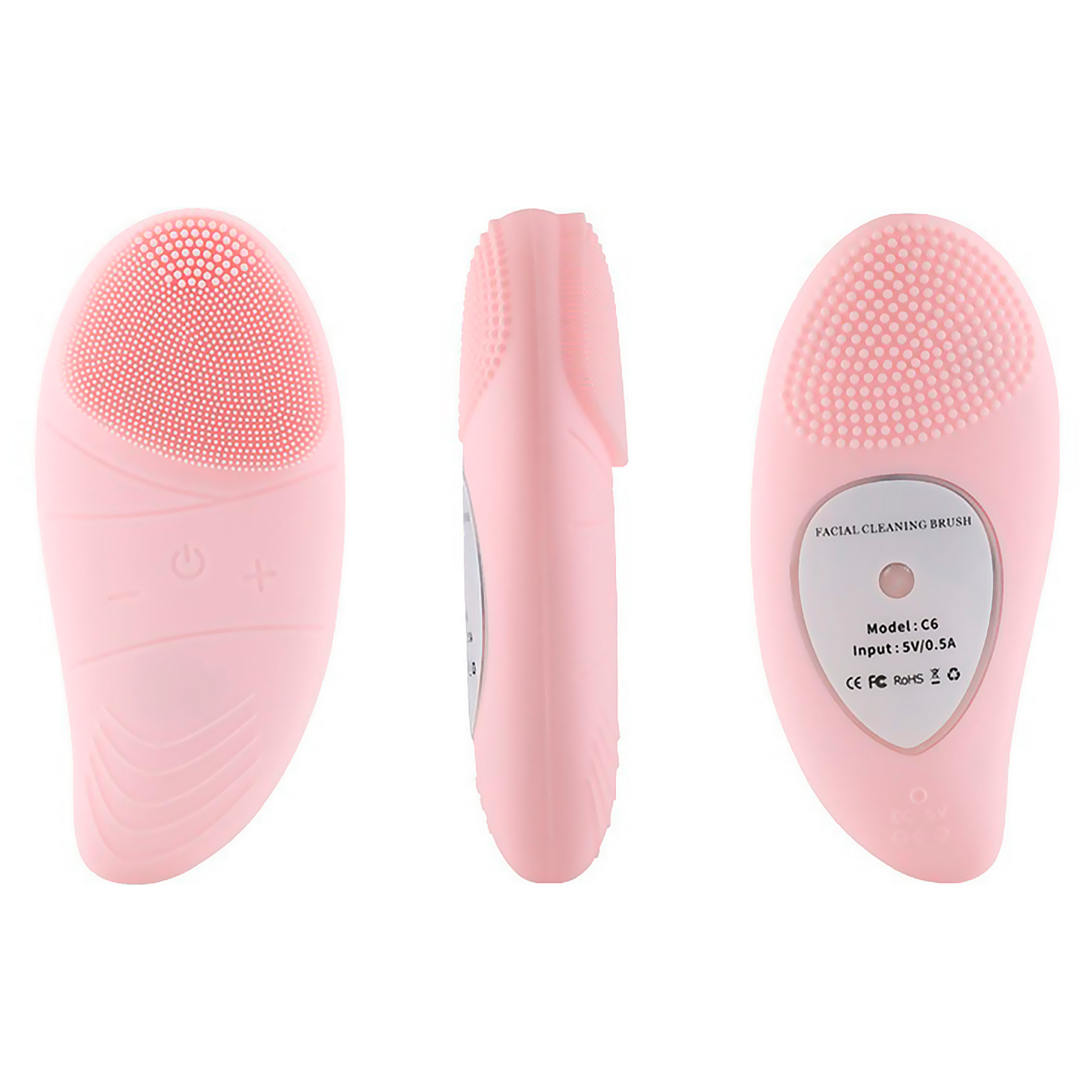 Spazzola per la pulizia del viso con testa in silicone. Massaggiatore, pulitore ed esfoliante. Batteria ricaricabile.