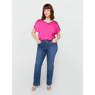 Fiorella Rubino - T-shirt in raso e jersey - Fucsia