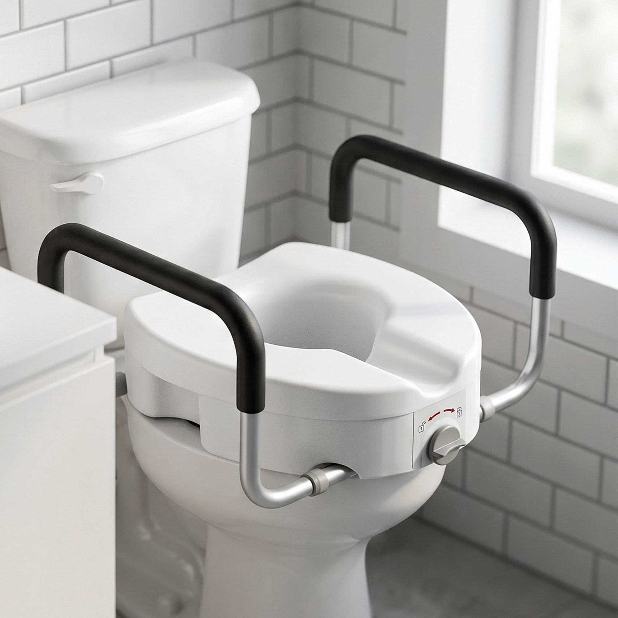Rehausseur de toilettes avec poignées - largeur réglable, installation sans outils