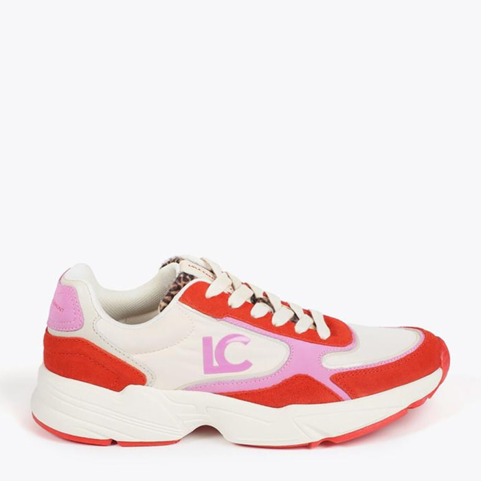 Sneaker Suola Running con Tessuti e Pelle