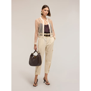 Motivi - Camisa de tul con bordado joya - Beige