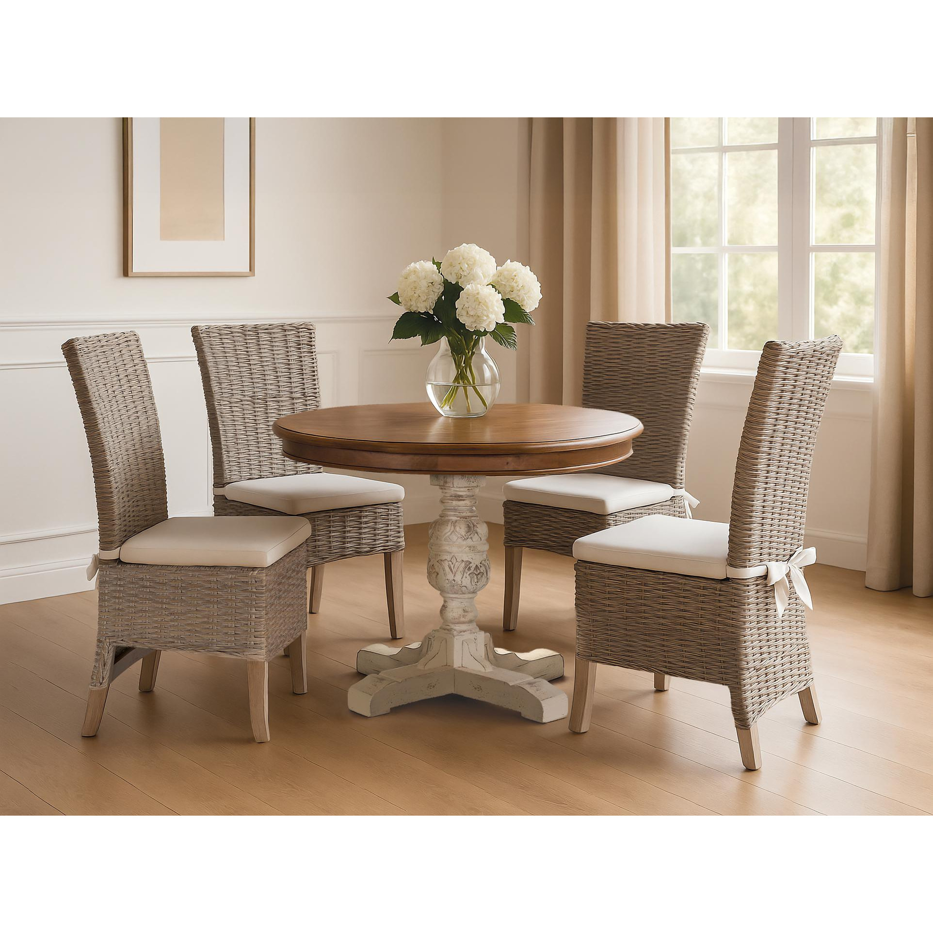 Silla de Rattan Natural 47 Cm Estilo Mediterráneo