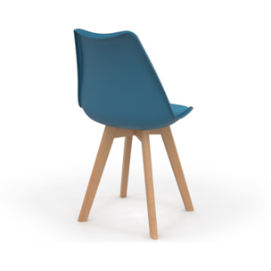 Chaises Nordia pieds bois de hêtre - Bleu canard