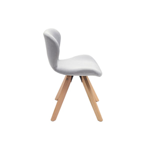 Chaise scandinave en tissu gris clair et bois clair ANYA