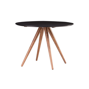 Table à manger ronde design noyer et noir D106 cm WALFORD