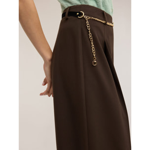 Motivi - Pantalones cropped de franela con cadena - Marrón