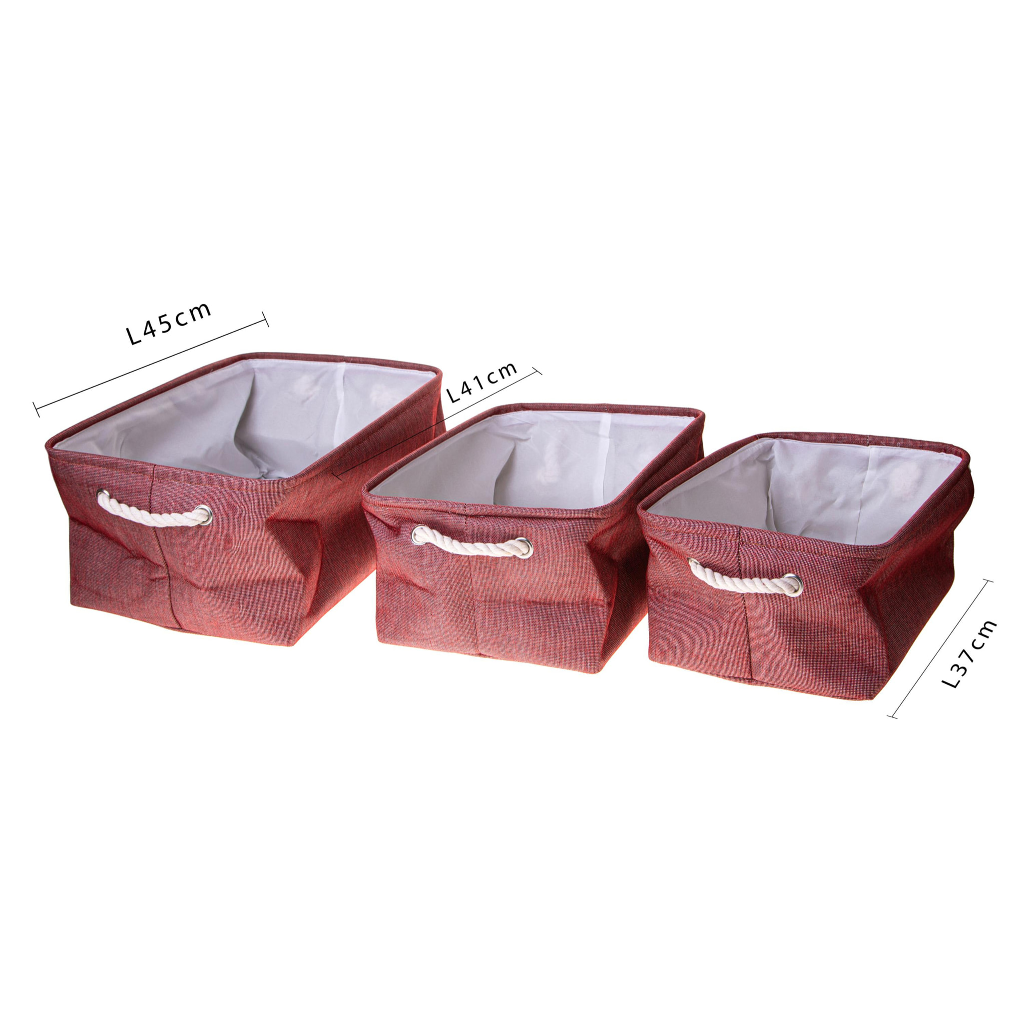 Serie Da 3 Contenitori St.45 Cm - Pezzi 1 - 45X22X32cm - Colore: Rosso - Bianchi Dino - Decorazioni Varie