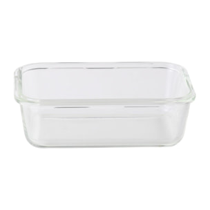 Set de 4 herméticos rectangulares de borosilicato de 840ml con tapa verde y resistente 'rainbow' benetton