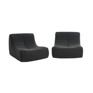 Lot de 2 fauteuils chauffeuses en bouclette texturée noir style contemporain 1 place