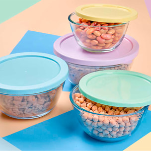 SET 4 CONTENITORI IN VETRO BOROSIL ROSSO 800/1000/1600/2100ML