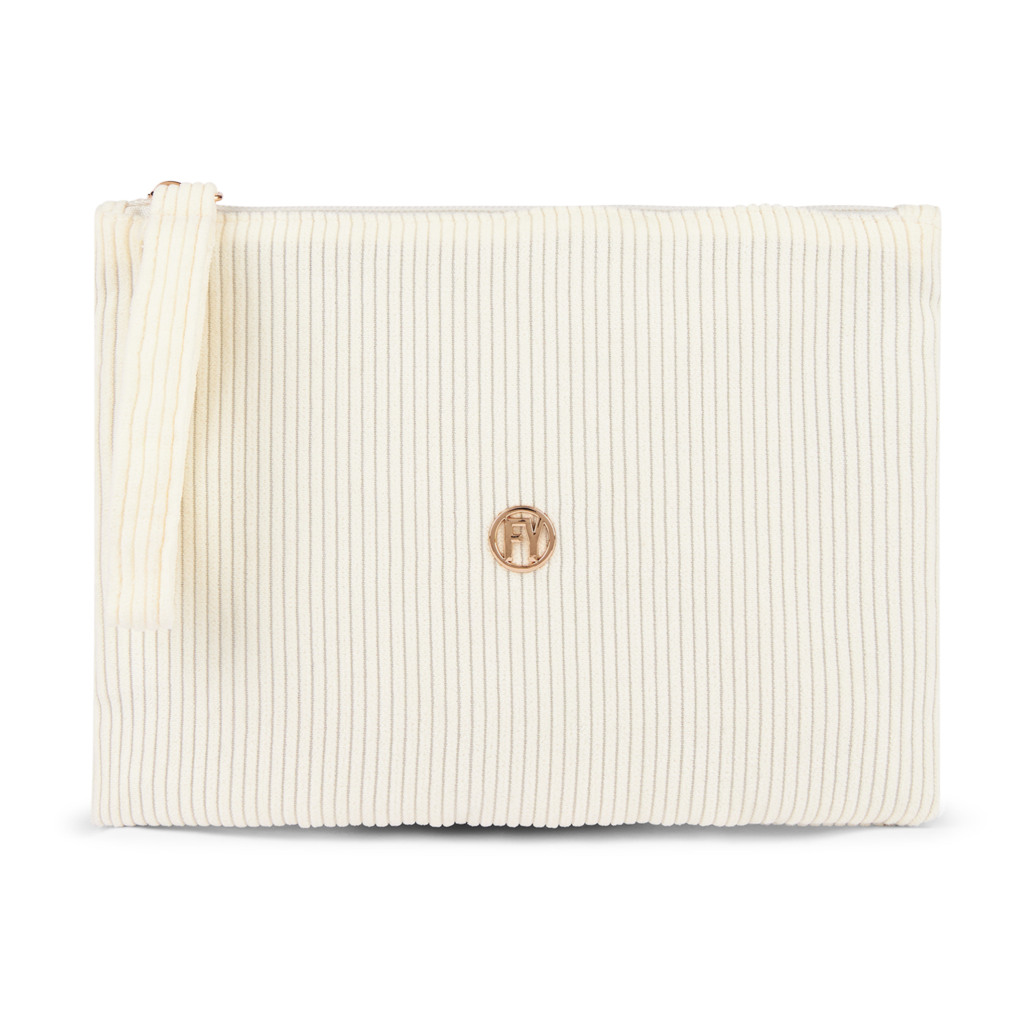Bustina in velluto a coste con logo FY dorato