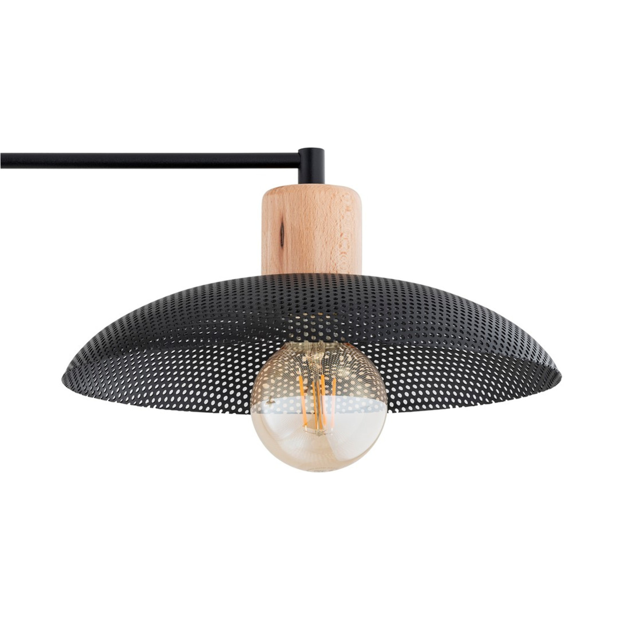 Lampada a sospensione KOBE in acciaio nero e legno naturale