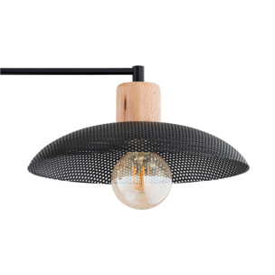 Lampada a sospensione KOBE in acciaio nero e legno naturale