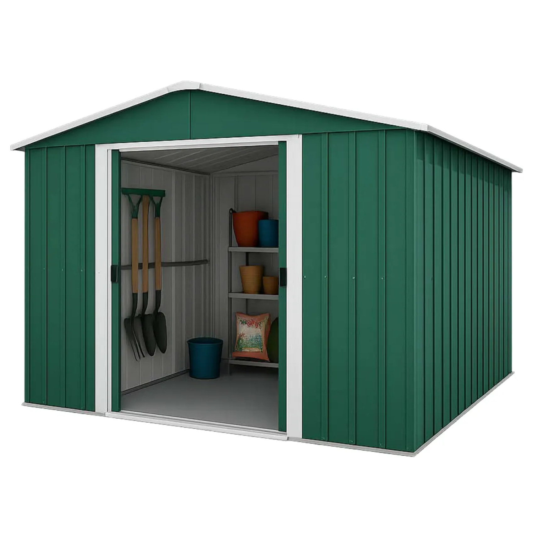 Abri de jardin métal vert Yardmaster 8,12 m² + kit d'ancrage