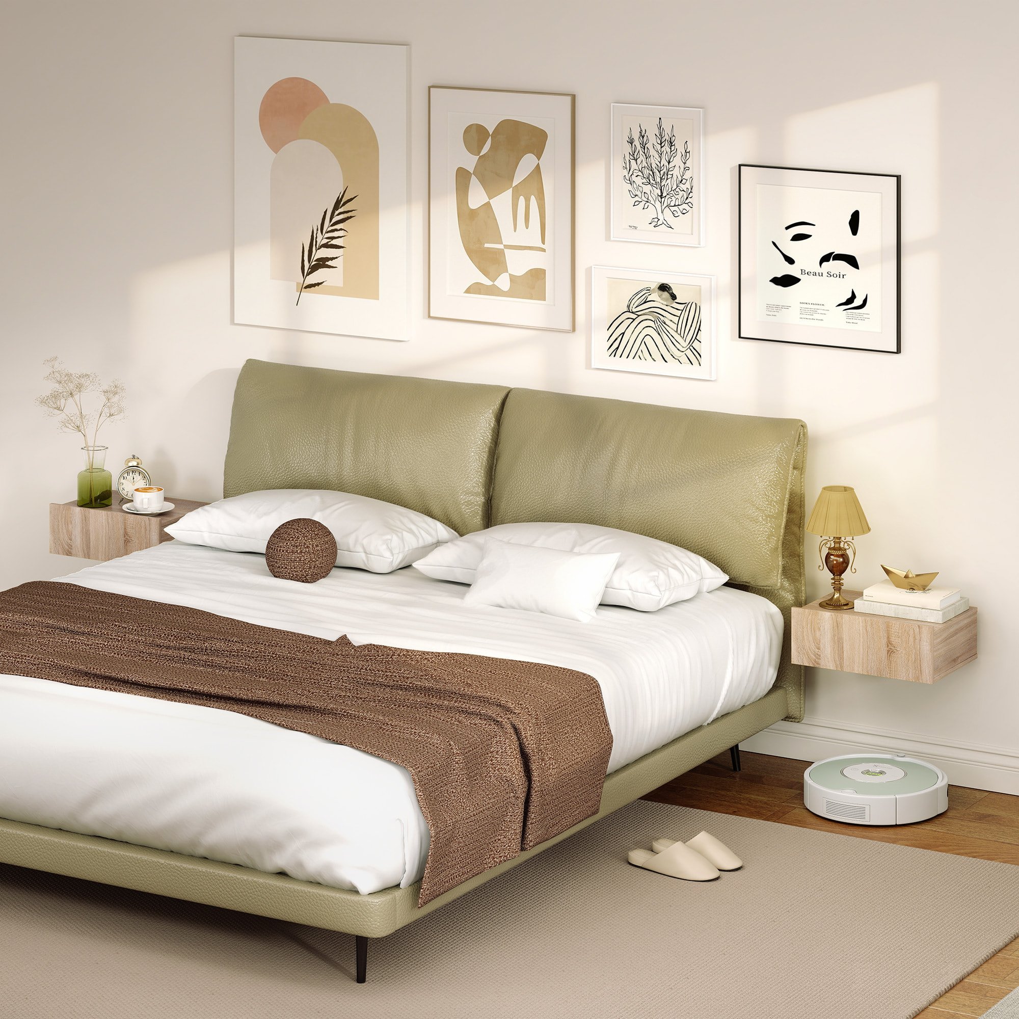 Set de 2 Mesillas de Noche de Pared, Mesitas de Noche Flotantes con 1 Cajón, Mesas Auxiliares para Dormitorio, Habitación Hogar, Diseño Sencillo, 40x30x15 cm, Roble