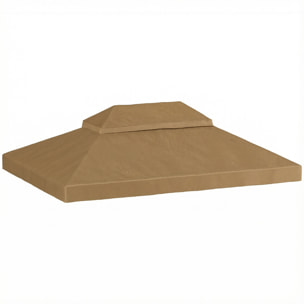 Toile de rechange barnum tonnelle 4 x 3 m - toit double avec œillets drainage - polyester haute densité 370 g/m² beige