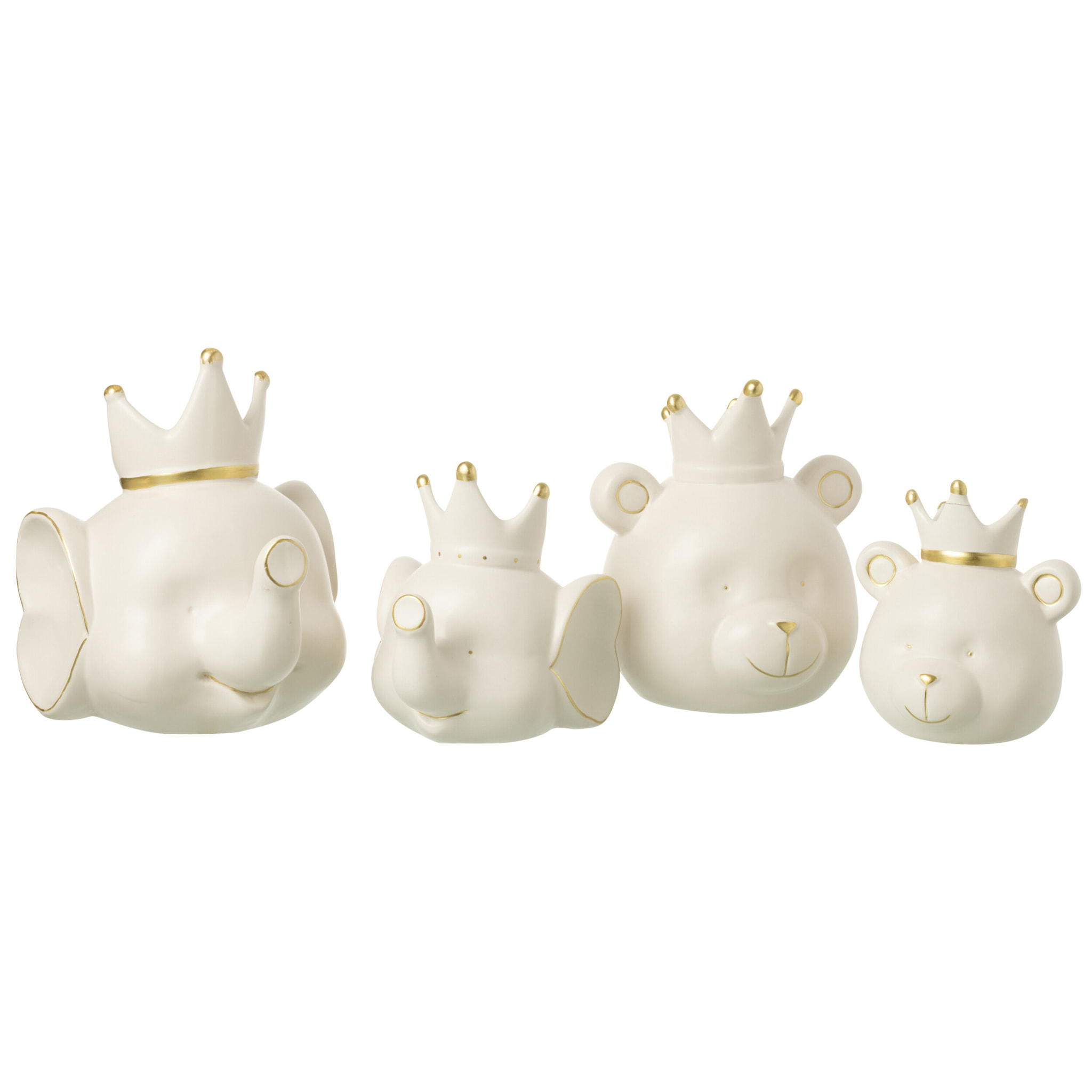J-Line tirelire Ours - porcelaine - ecru/or - large - 2 pcs