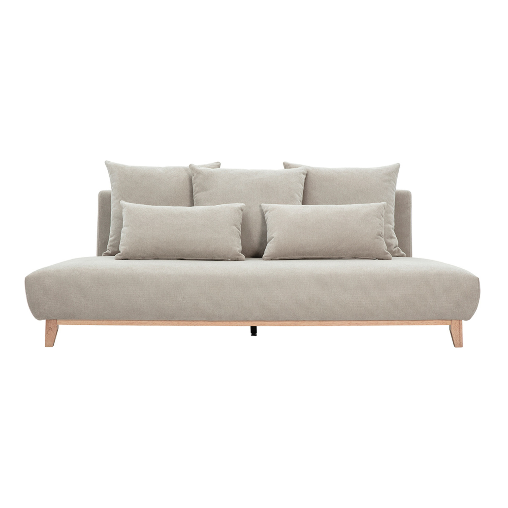 Canapé 3 places en tissu chenille beige et bois clair L201 cm BASTILLE