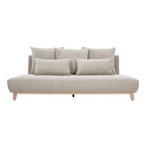 Canapé 3 places en tissu chenille beige et bois clair L201 cm BASTILLE