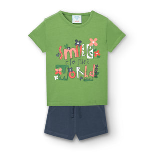 Conjunto de bebÃ© niÃ±a, estampado, mangas cortas, verde