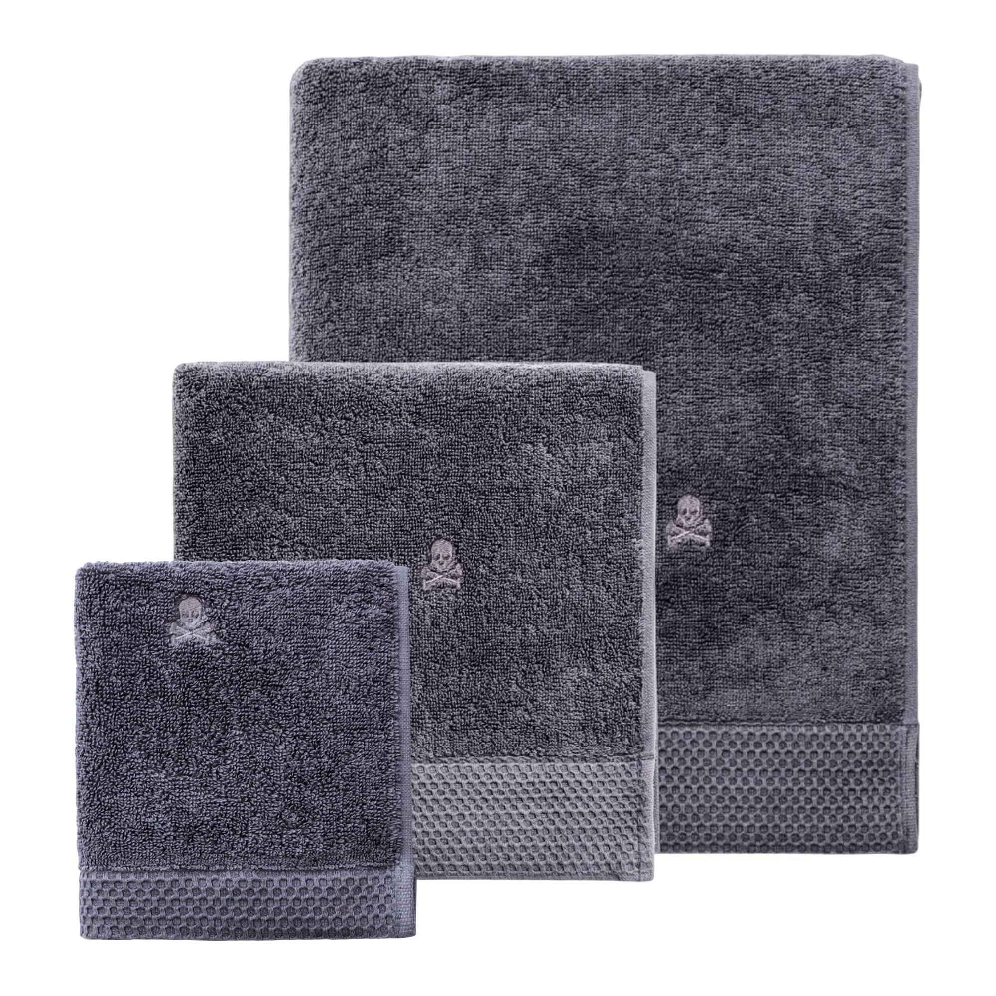 Juego de toallas nidus (30x50cm + 50x100cm + 90x150cm) 100% algodón en color gris con logo bordado scalpers home