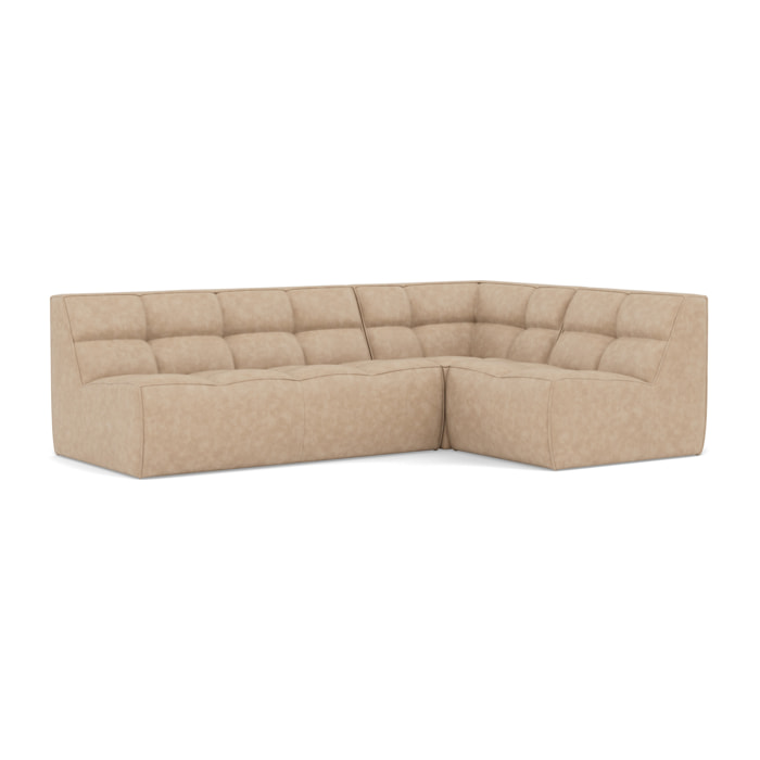 Alya - canapé modulable d'angle réversible 4 places en simili - Beige
