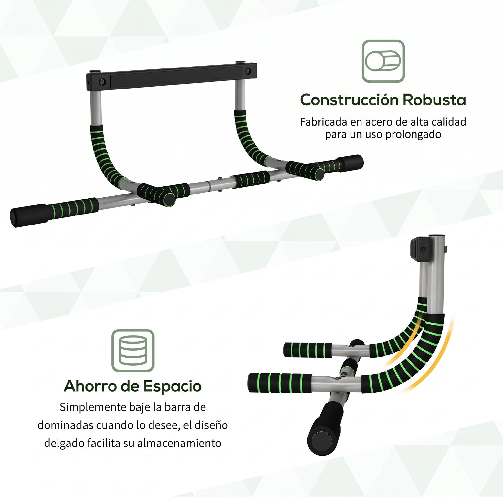 Barra de Dominadas Multifuncional Barra de Dominadas de Pared con Mangos Antideslizantes Carga 110 kg para Ejercicio y Entrenamiento en Casa Gimnasio Gris y Negro